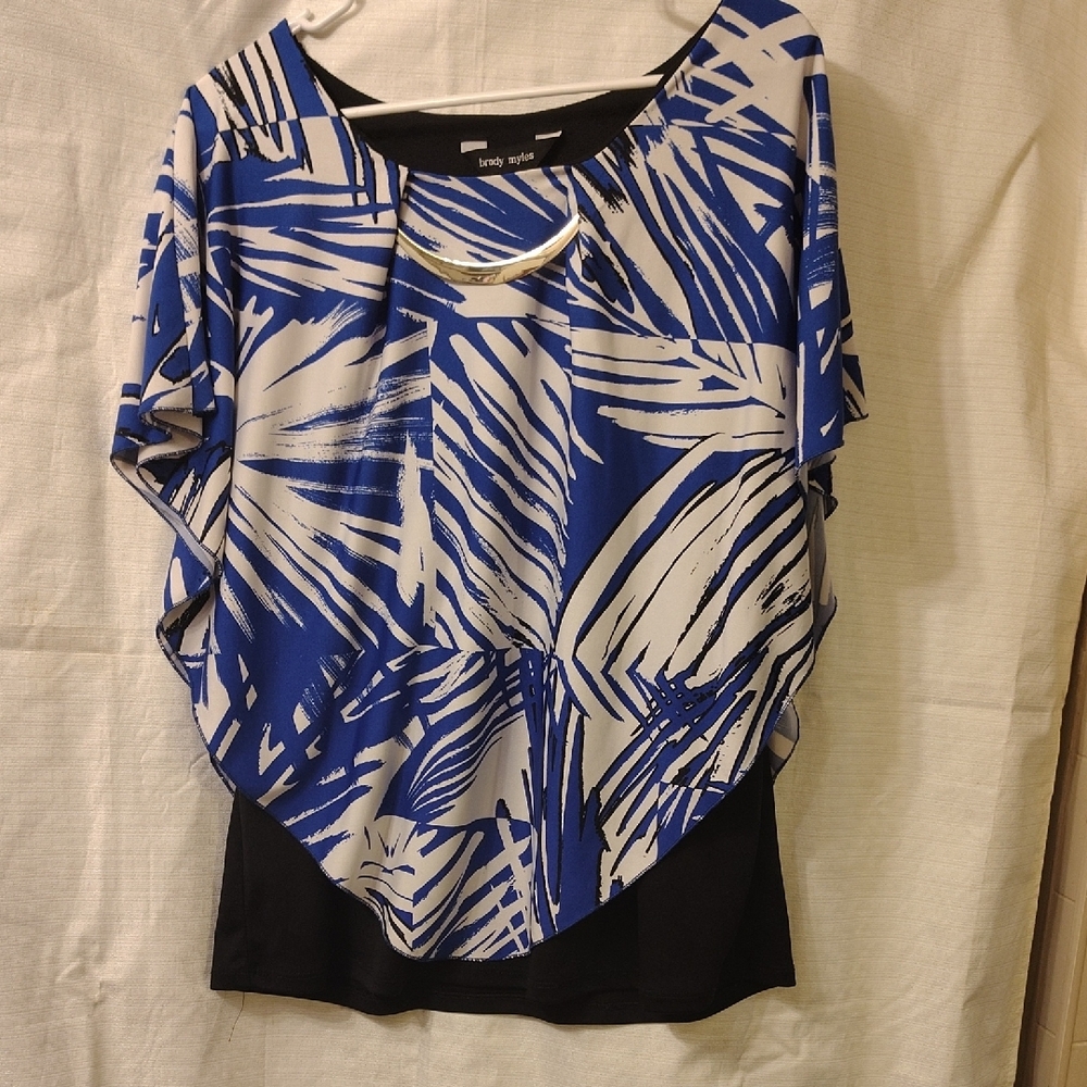 Blue and Black Women's Top